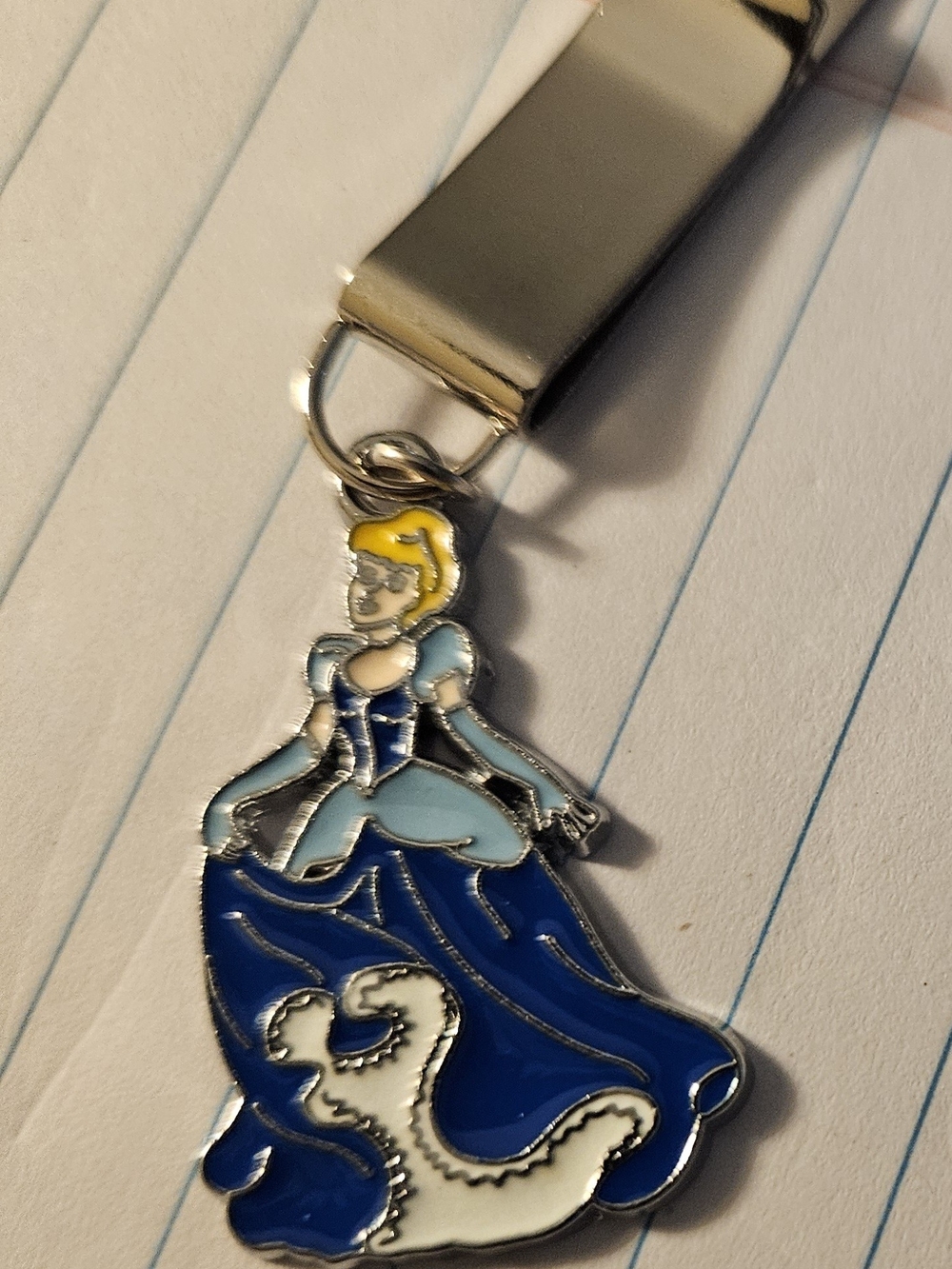 Blue Enamel Cinderella Charm Bookmark